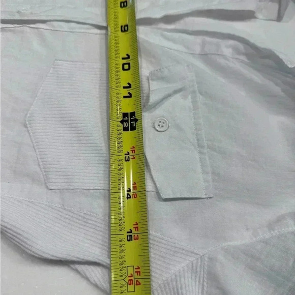 Love Tree Top Womens Button Up Rolled Sleeve Top W/ribbed Accents & Pockets Sz S - Picture 6 of 12